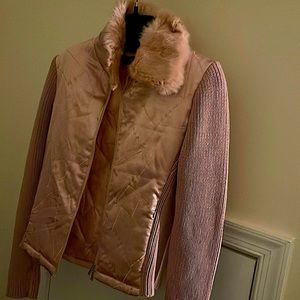Baby pink silk and fur combination